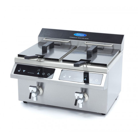 MAXIMA 2x8 Liter Induktions-Fritteuse mit Fettablasshahn