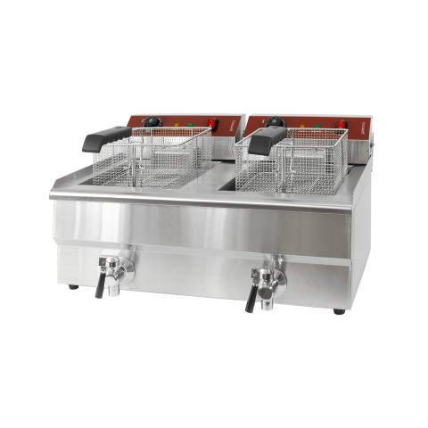 GAMMO elektrische Doppel Friteuse mit Fettablasshahn 16+16 Liter 3+3 kW
