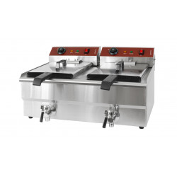 GAMMO elektrische Doppel Friteuse mit Fettablasshahn 16+16 Liter 3+3 kW